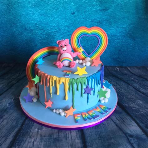 Rainbow care bear cake | スイーツ かわいい, ケーキ, おむつケーキ