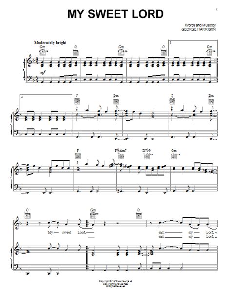 George Harrison "My Sweet Lord" Sheet Music | Download PDF Score 357389