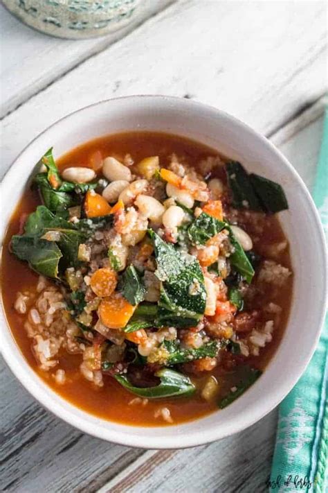 Spicy White Bean and Collard Greens Soup with Rice - Dash of Herbs