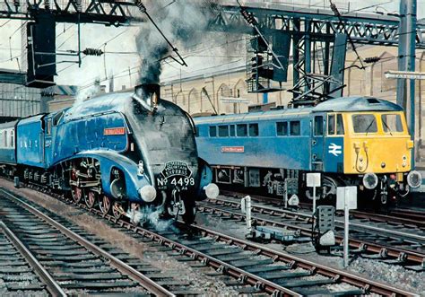 A4 Locomotive No. 4498 'Sir Nigel Gresley' and Class 87 Electric Locomotive No. 87034 'William ...