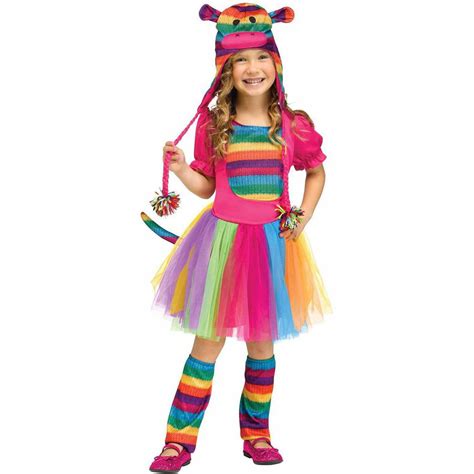 Rainbow Sock Monkey Girls Toddler Cute Toy Halloween Costume - Walmart.com - Walmart.com