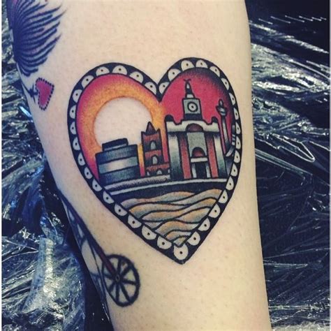 Liverpool skyline tattoo by Hannah Clark at Rain City Manchester ...