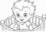 Premium Photo  Coloring Pages baby Boy In crib Generative Ai sketch template