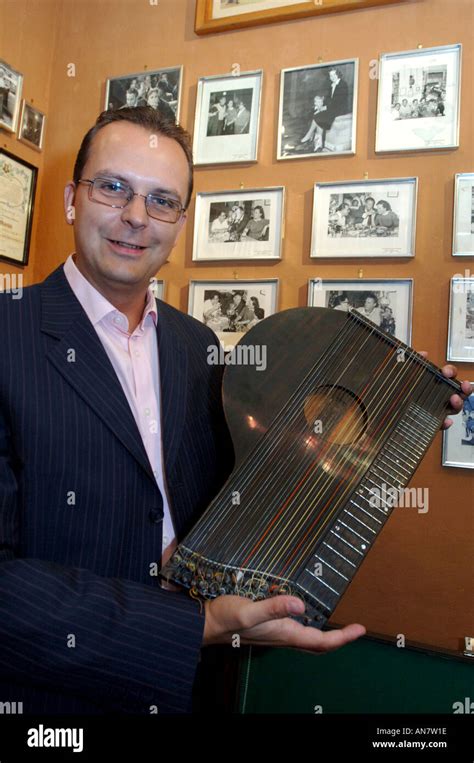 The zither used in the film The Third Man, on display at The Third Man Film Museum in Vienna ...