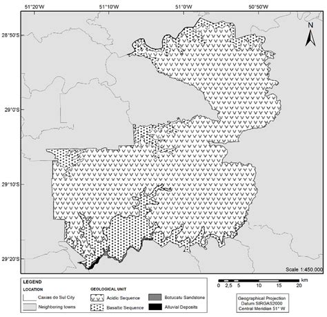 Geological map of Caxias do Sul city (After CPRM, 2010). | Download Scientific Diagram