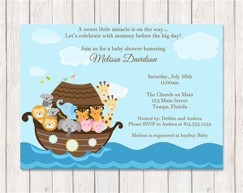 Noahs Ark Baby Shower Invitation Miracle Religious Gender | Etsy