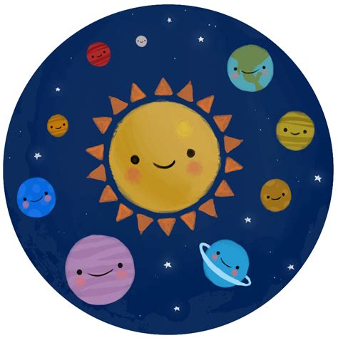 Sticker Mural Espace Système solaire heureux - TenStickers