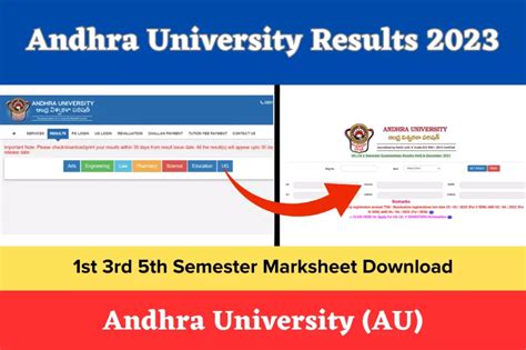 Andhra University Results 2023 Link | 1st 3rd 5th Semester Marksheet Download @ andhrauniversity.edu