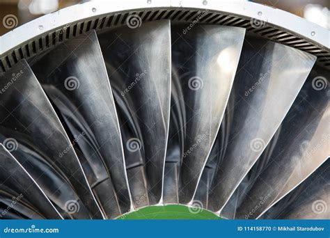 Turbine Blades of Turbo Jet Engine for Plane, Aircraft Concept in Aviation Industry Stock Photo ...