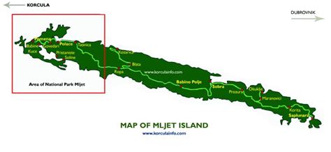 Map of Mljet | National parks map, Croatian islands, Map