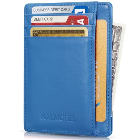 Credit Card Holder with ID Window,RFID Protected card wallet,Genuine Leather Slim Wallets for ...