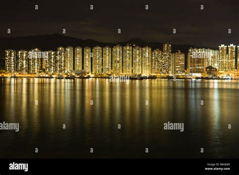 Tsing Yi skyline at night New Territories Hong Kong Stock Photo - Alamy