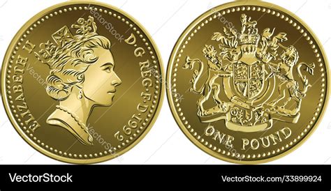 British coin one pound old design Royalty Free Vector Image