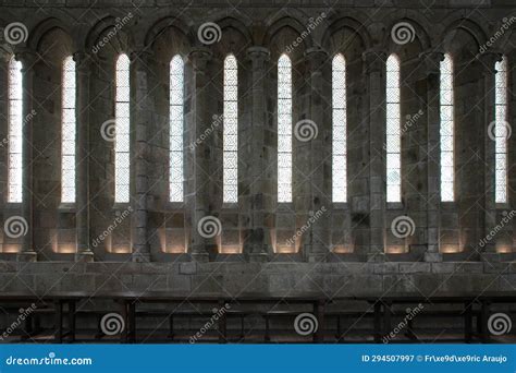 Refectory in a Medieval Abbey at the Mont-saint-michel (normandy - France) Stock Image - Image ...