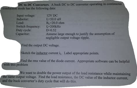 Solved DC to DC Converters. A buck DC to DC converter | Chegg.com