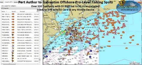 galveston-offshore-fishing-spots-oil-rigs-map - Texas Fishing Spots Maps for GPS