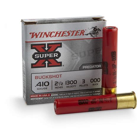 5 rounds Winchester Super-X .410 2 1/2" 000 Buckshot (3 Pellets) - 167246, 410 Gauge Shells at ...