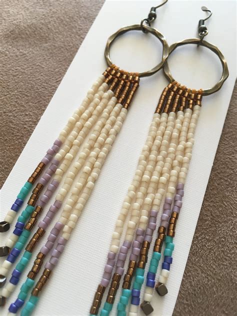 Beaded Fringe Earrings Seed Bead Dangle Earrings - Etsy | Diy earrings dangle, Drop earrings diy ...