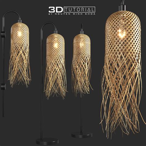 Free 3D Model Rattan Jellyfish Wall Lamp Floor Lamp