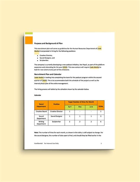 Hiring Plan Template in Word, PDF, Pages, Google Docs - Download | Template.net