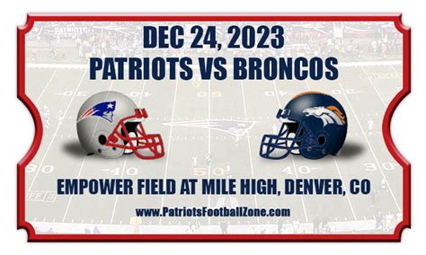 New England Patriots vs Denver Broncos Football Tickets | 12/24/23