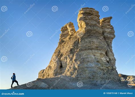 Hiking Rock Formation at Castle Rocks in Kansas Stock Photo - Image of hiker, quinter: 105875168