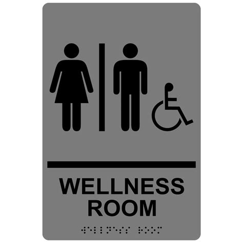 ADA Wellness Room Braille Sign with Symbol RRE-50821-BLKonGray