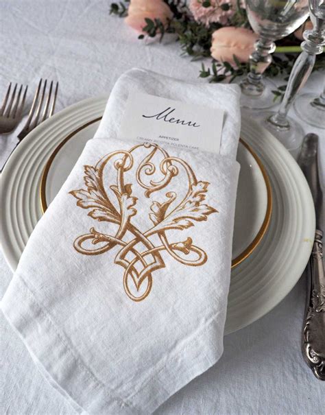 Custom Printed Monogrammed Linen Wedding & Party Napkins - LINOROOM 100 ...