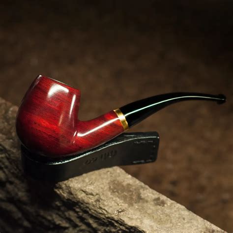 Classic Bent Smoking Pipe Tobacco Pipe 9mm Filter Wooden Pipe with 10 tools Handmade Red Sandal ...