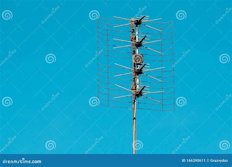 Old TV antenna stock image. Image of broadcast, wireless - 166390611