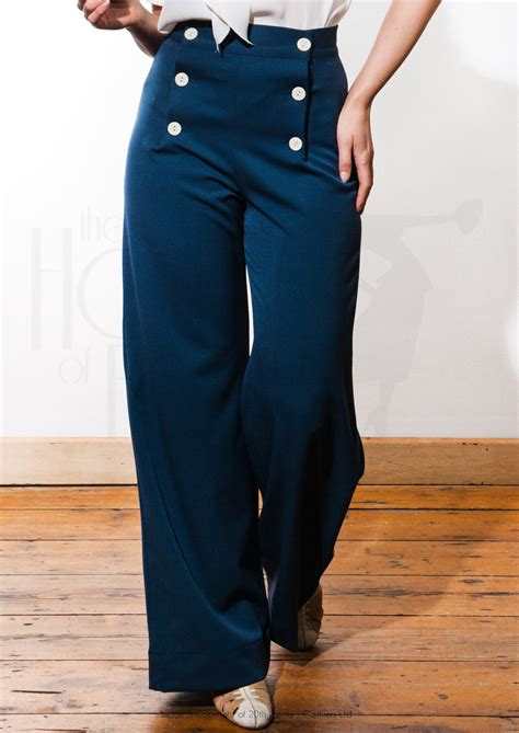 1930s 40s Style Sailor Pants in Airforce Blue | Pantalon à pont, Mode marin, Pantalon marine