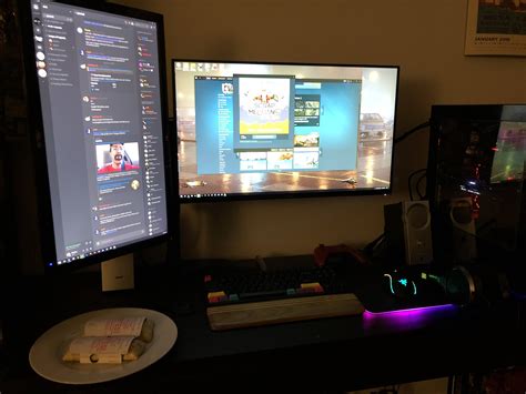 Cozy night. New 1440p 144hz 27 inch monitor on a dual mount arm! : battlestations