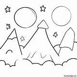 Moonlit Night Sky Coloring Page  Pagescom sketch template