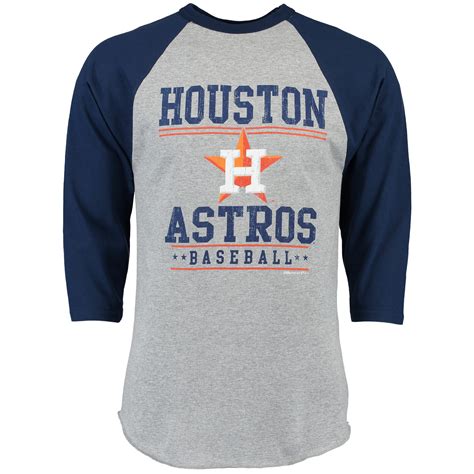 Men's Houston Astros Stitches Gray Heathered Raglan Three-Quarter Sleeve T-Shirt