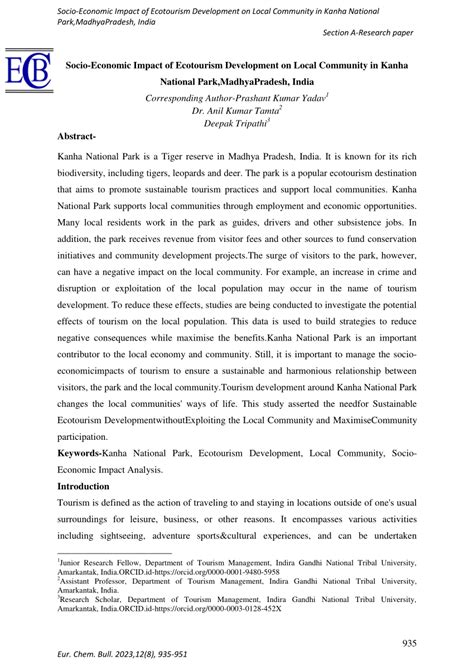 (PDF) Socio-Economic Impact of Ecotourism Development on Local Community in Kanha National Park ...