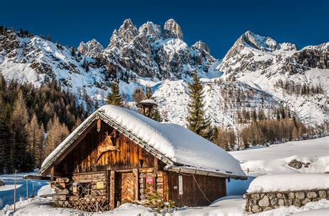 Alps Austria Cabin Mountain Snow Winter Wallpaper - Resolution ...