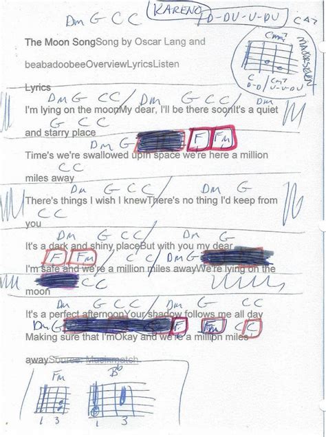 Moon Song - Guitar Chord Chart | Moon song, Guitar chord chart, Songs