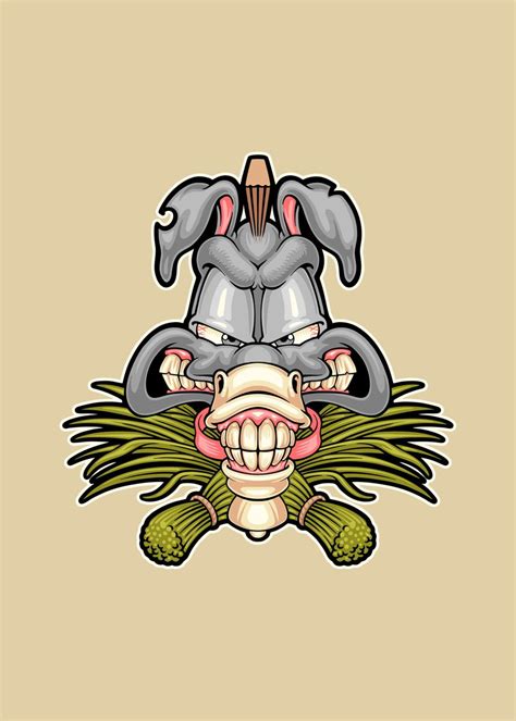 'mad donkey cartoon' Poster, picture, metal print, paint by ...