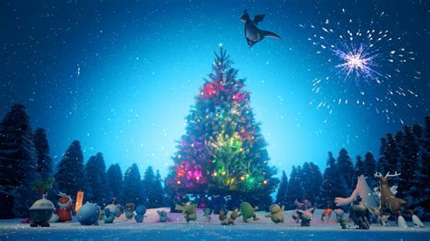 Download Pokémon Christmas Giant Christmas Tree Wallpaper | Wallpapers.com