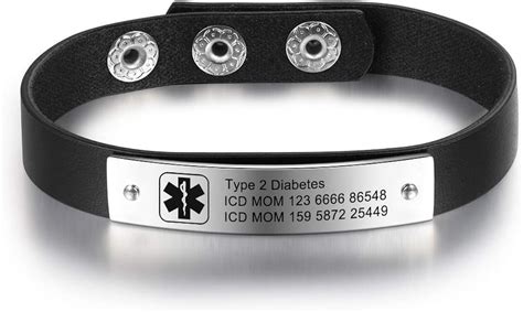 Personalized Medical Alert Bracelet Emergency ID Bracelet Leather ...