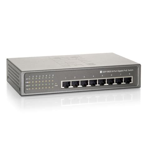 8 port Gigabit Ethernet Switch w/ PoE, Matte Grey