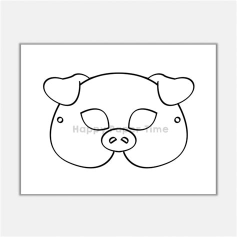 Pig Paper Mask Printable Farm Animal Coloring Craft Activity Costume ...