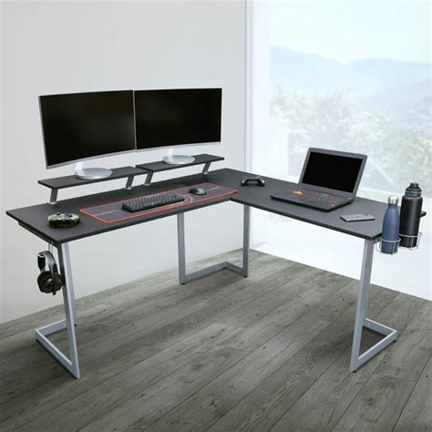 Techni Sport Warrior L-Shaped Gaming Desk, Black - Walmart.com - Walmart.com