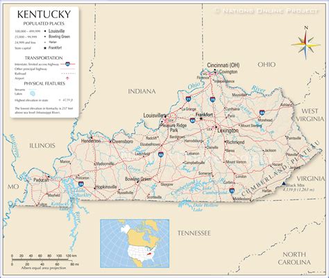 Map of the State of Kentucky, USA - Nations Online Project