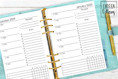 2021 Weekly printable inserts for A5 planners (271341) | Inserts ...