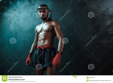 Muay Thai Athlete Training at Thai Boxing Indoors Stock Image - Image ...