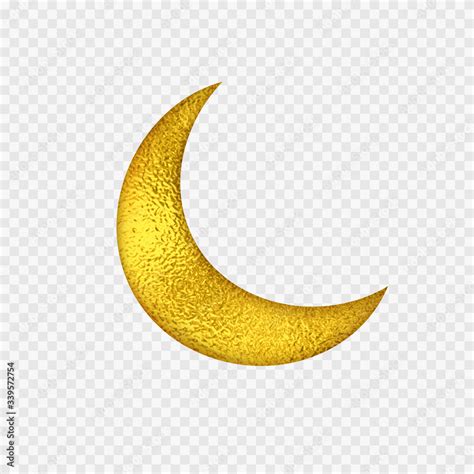 Gold foil half moon. Yellow glossy texture decor isolated on ...