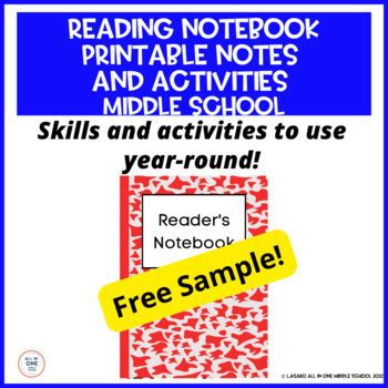 Reading Activities for Middle School - Reading Notebook Lessons & Activities