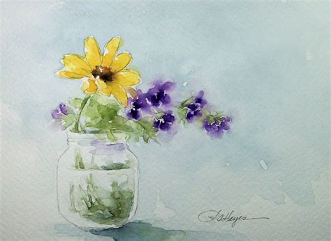 Watercolor Paintings by RoseAnn Hayes: Garden Flowers Watercolor Painting II