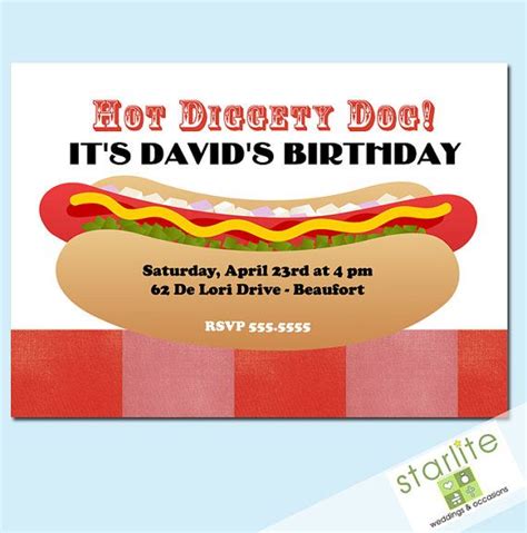 Hot Dog Birthday Party Invitation